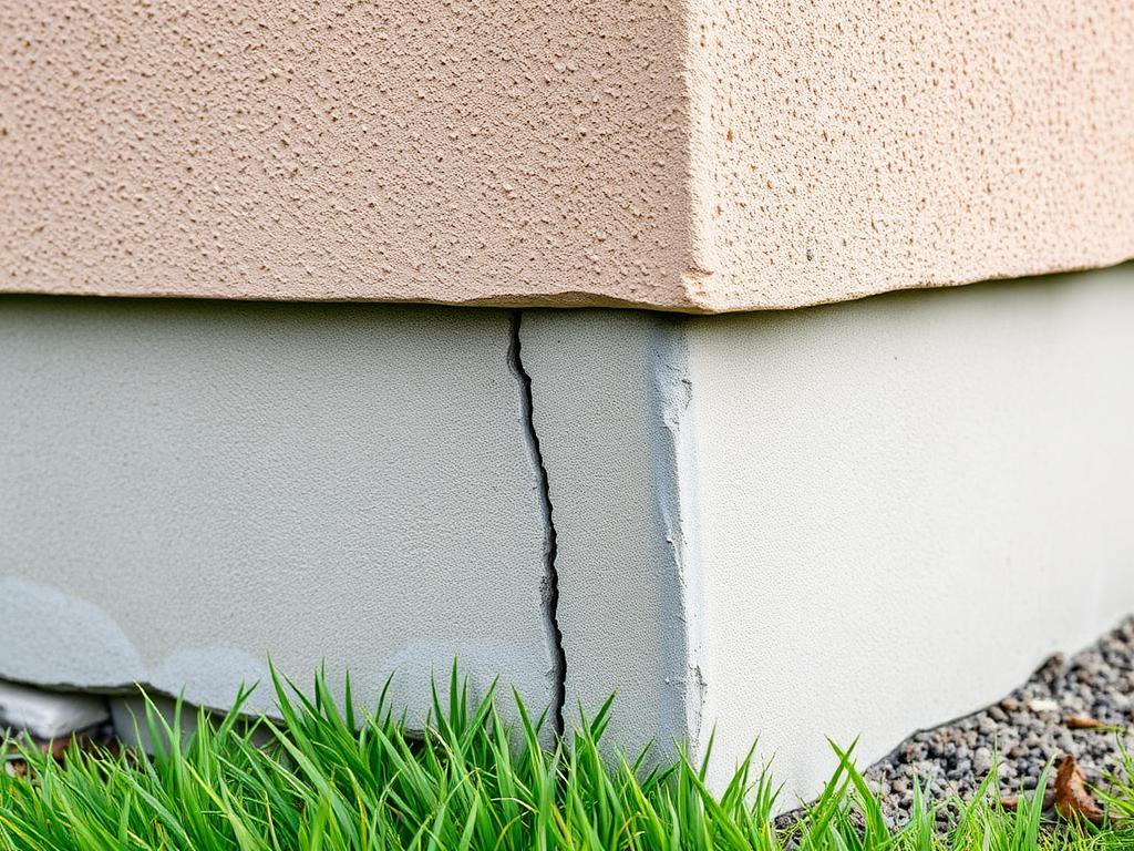 Northeast corner: hairline crack through the exposed slab edge.